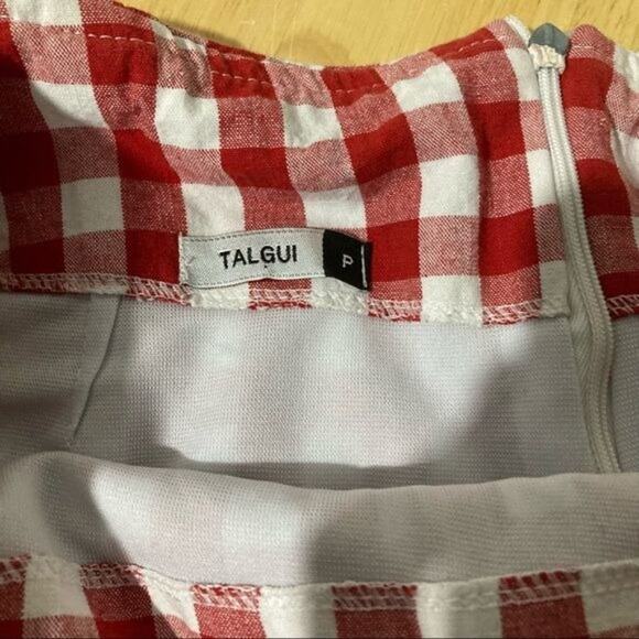 Talgui Red Checkered Stretch Miniskirt - Size P - Picture 4 of 5